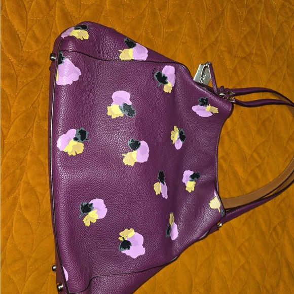 Coach Purple Floral Shoulder Bag - Picture 3 of 5